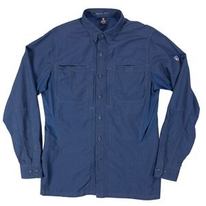 KUHL Invoke Mens S‎ Blue Nylon Long Sleeve Outdoor Hiking Travel Shirt